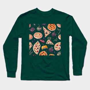 Seamless pattern with pizza Long Sleeve T-Shirt